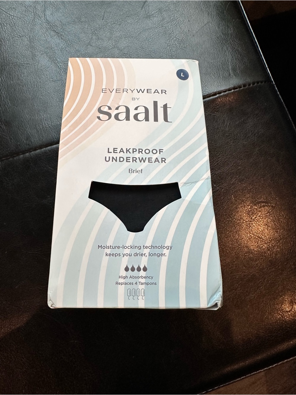 NWT Saalt Everywear Underwear Leakproof Brief - Black Cotton Panties Large